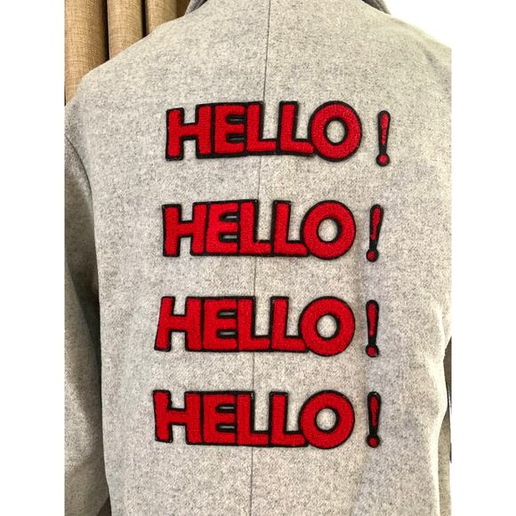 Ochirly Wool Blend "Hello! Oh! Yeah" Coat in Light Gray - Picture 5 of 10